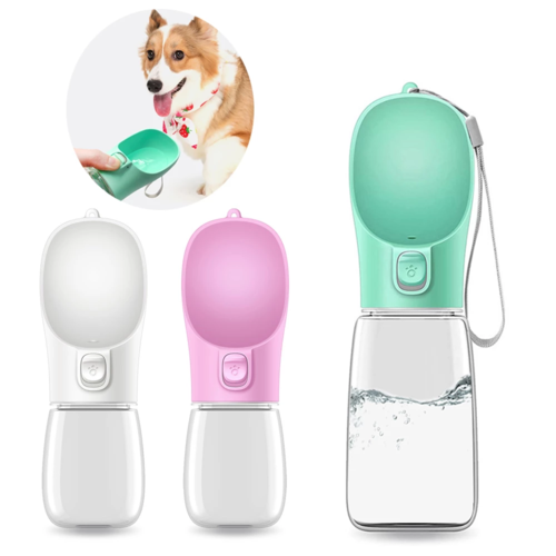 Portable dog water bottle for travel and walks